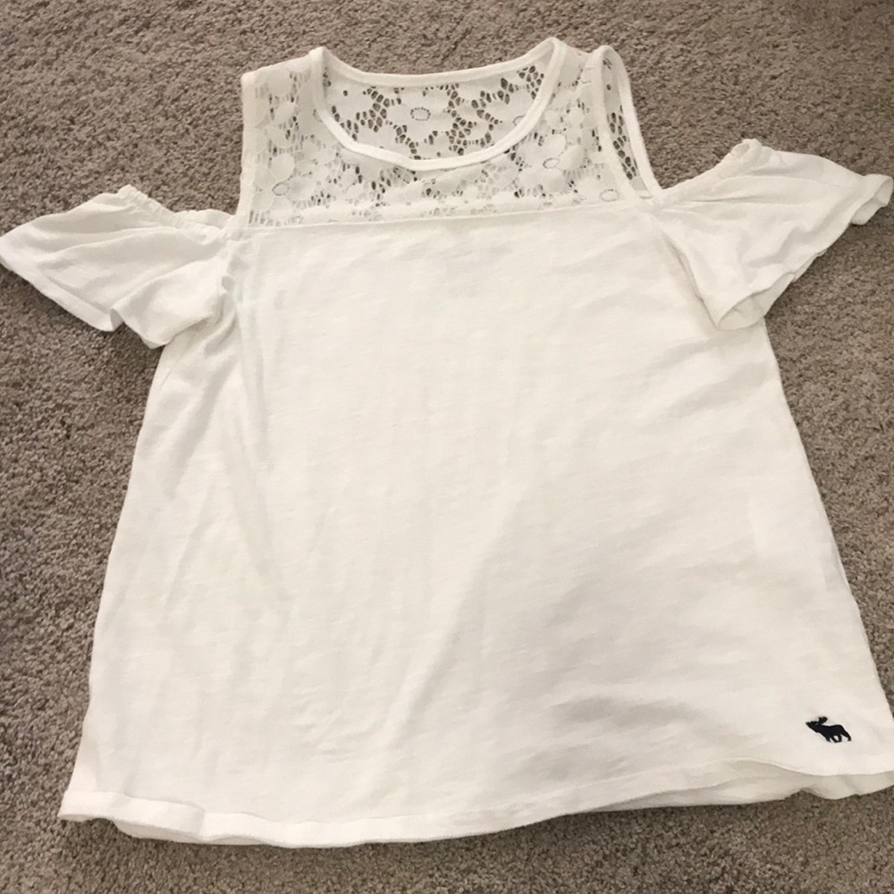 This is a lace off the shoulder top